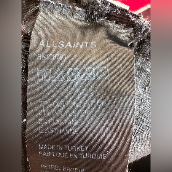 🇬🇧 ALL SAINTS “Brodie” Waxed Low Rise Cropped Skinny Jean Black - Picture 8 of 8